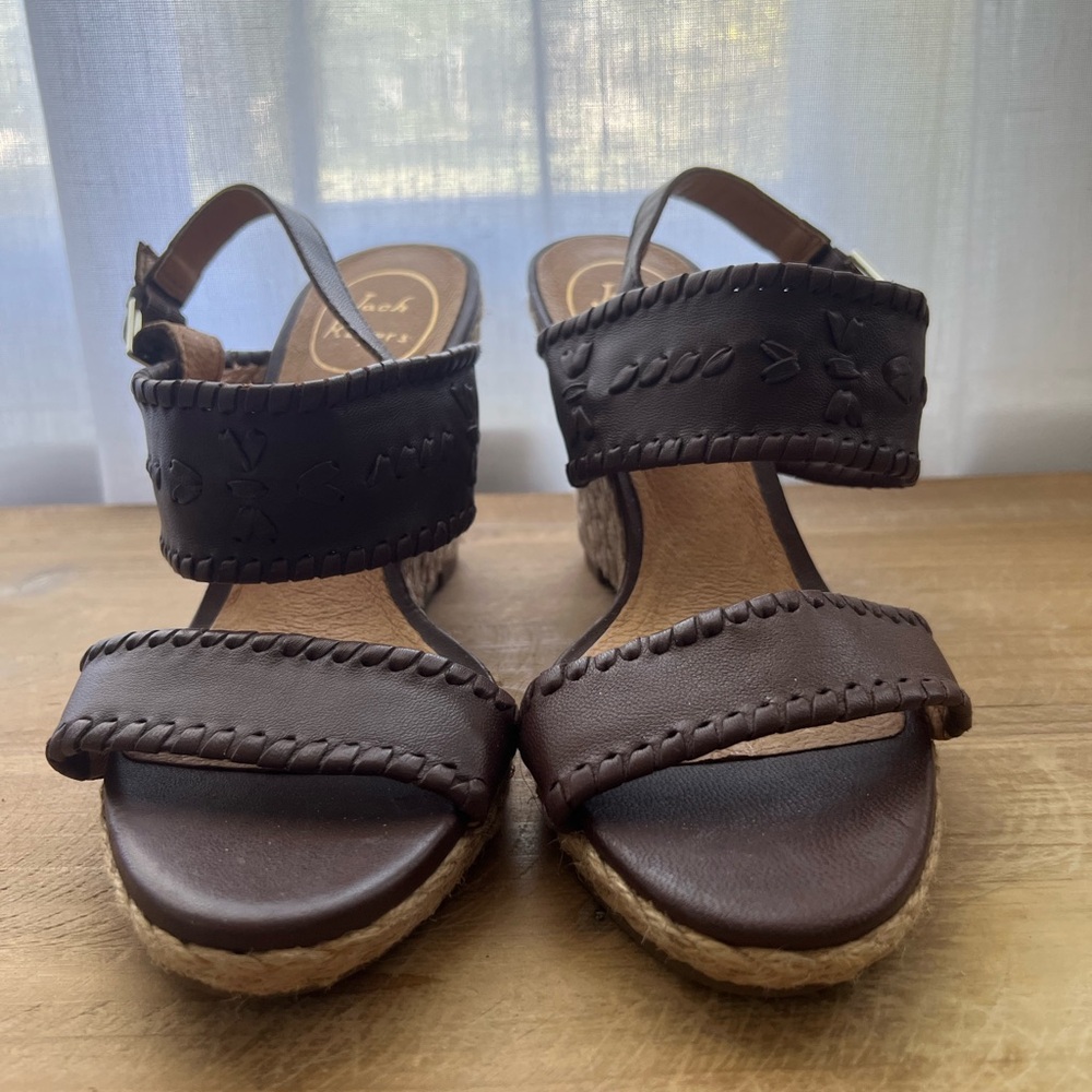 Jack Rogers Vanessa Raffia Heeled Espadrille In Brown Size 6.5 New - Picture 2 of 9